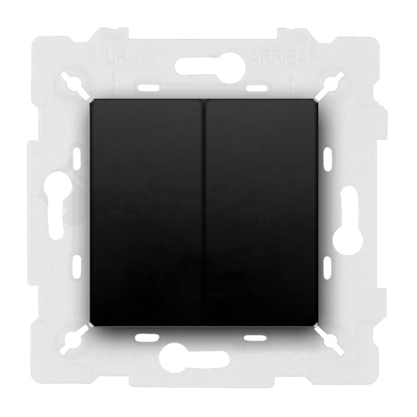  Переключатель двухклавишный (проходной) Fede Vintage Porcelain Черный (в сборе)